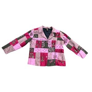 Vintage Alex Kim Patchwork Embroidered‎ Jacket Women's Plus Size 2X Cottagecore